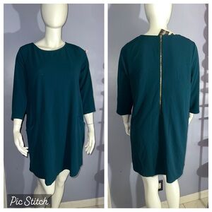 NWT Nina Leonard Green Shift Dress with Pockets! 1x & 3x